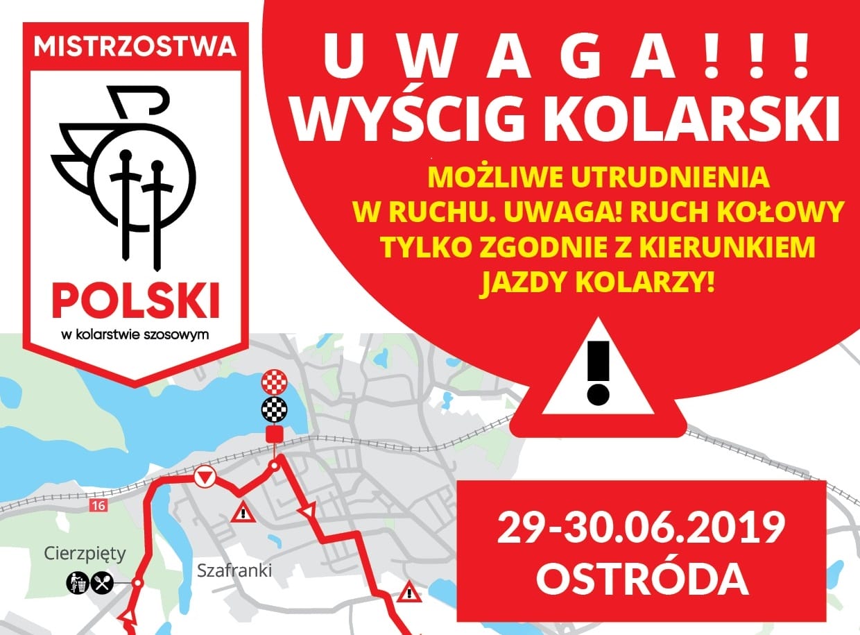 Mistrzostwa Polski w kolarstwie - utrudnienia w ruchu 1 Utrudnieniakolarze Ostr 1 2