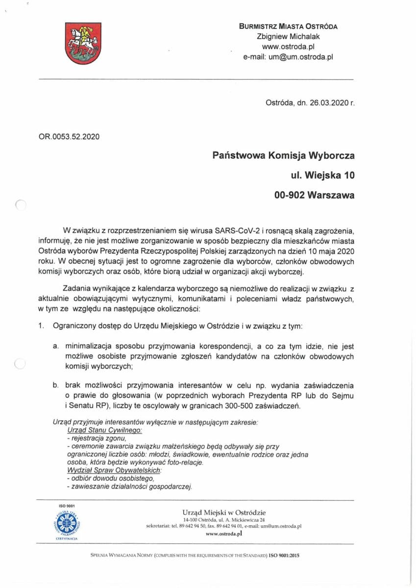 BURMISTRZ ZBIGNIEW MICHALAK APELUJE O ZMIANĘ TERMINU WYBORÓW PREZYDENCKICH 2 92146049 901240700319898 6040429863221854208 O