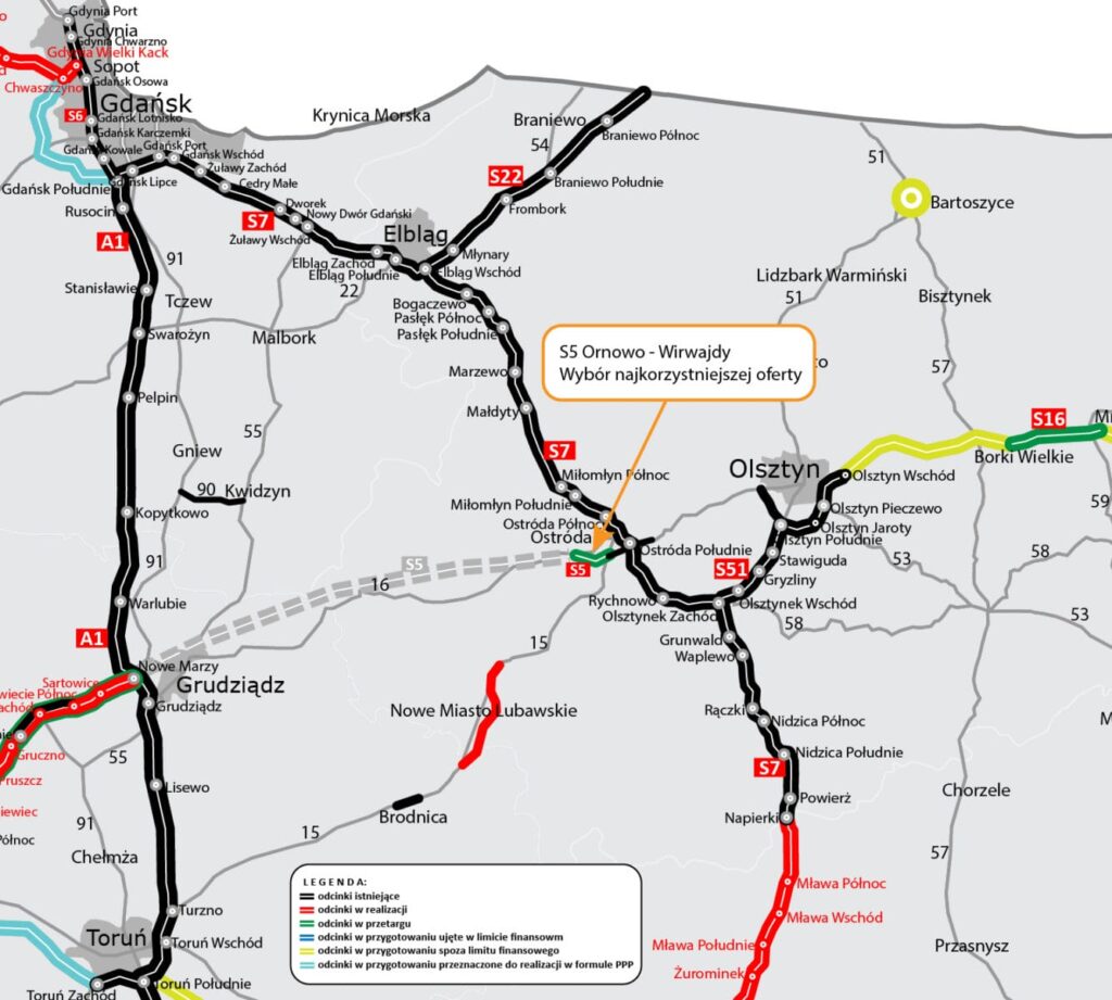 BUDIMEX WYKONA PROJEKT I BUDOWĘ ODCINKA DROGI S-5 ORNOWO - WIRWAJDY 5 S5 Ornowo Wirwajdy 01