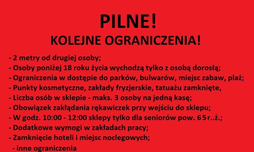 KOLEJNE POWAŻNE OBOSTRZENIA W WALCE Z KORONAWIRUSEM! 13 kolejn e oraniczenia2
