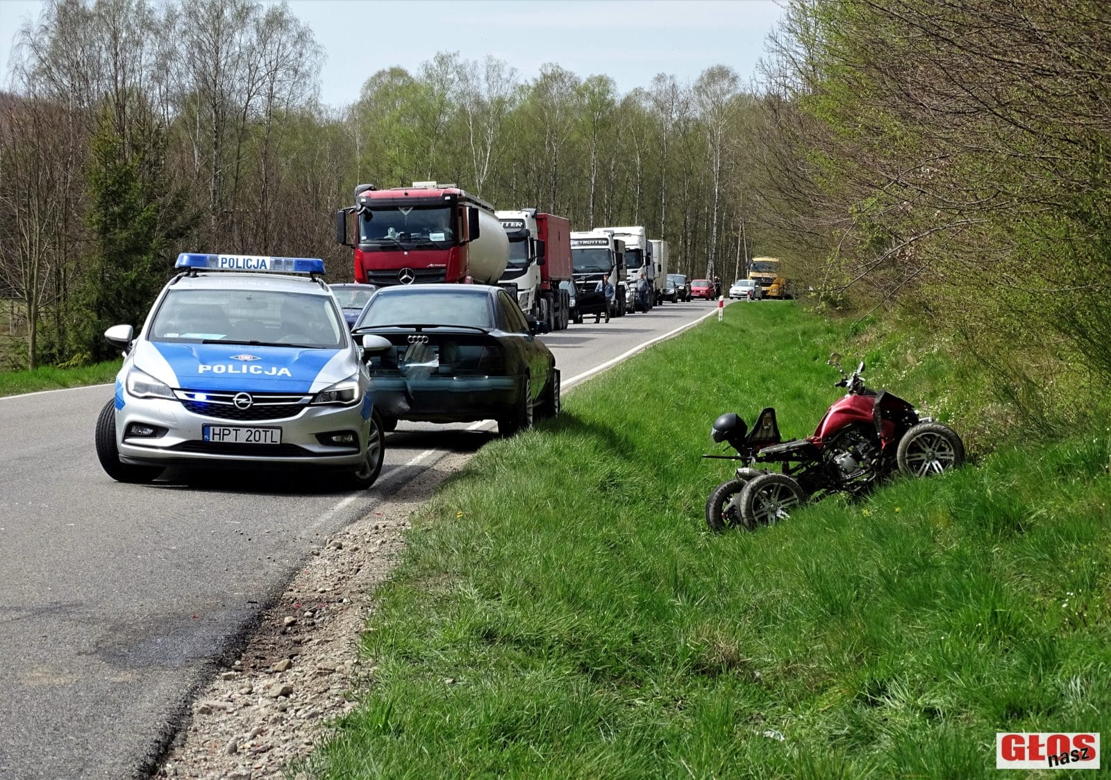 ZDERZENIE QUADA Z AUDI W POBLIŻU WYGODY (GMINA OSTRÓDA). JEDNA OSOBA W SZPITALU 1 Wypadek Wgoda Gm. Ostróda Wygoda Zderzenie Quada I Audi