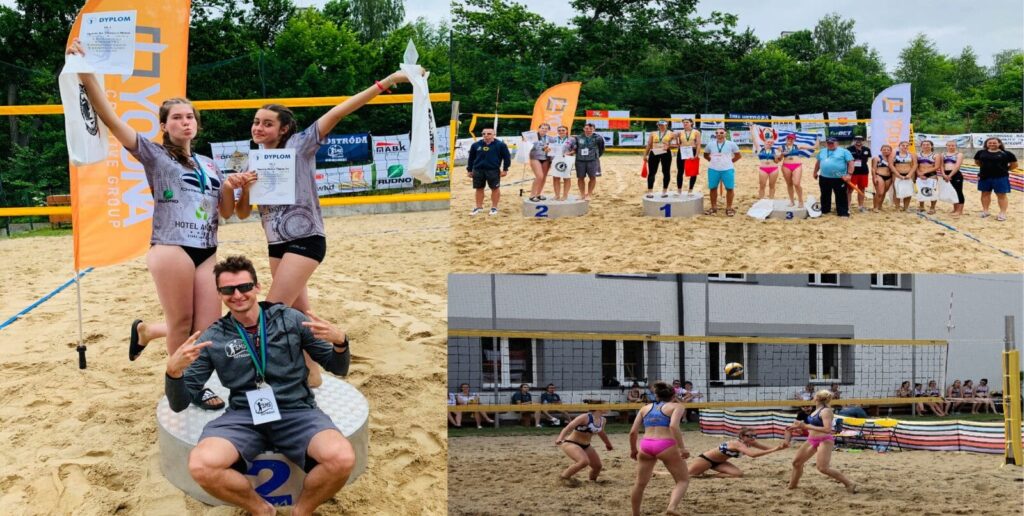 N. RAPLEWICZ I I. DĘBSKA Z SMS-u OSTRÓDA DRUGIE W WOJEWÓDZTWIE W SIATKÓWCE PLAŻOWEJ 30 kadetki slijder