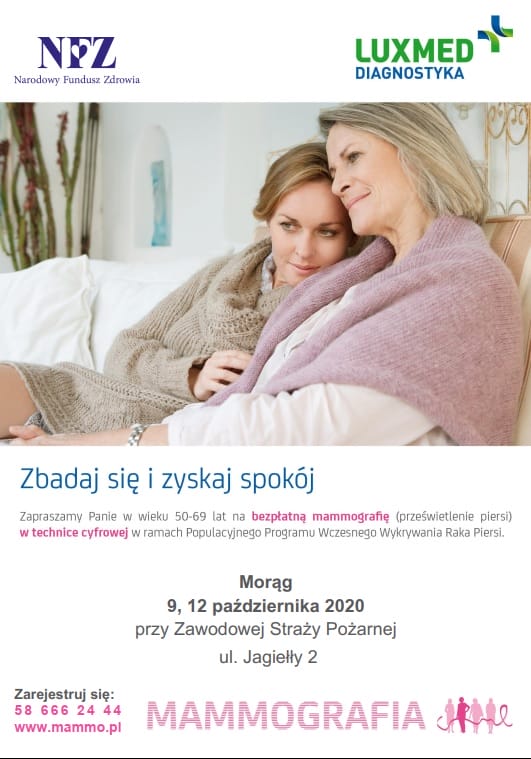 BEZPŁATNA MAMMOGRAFIA W OSTRÓDZIE, MORĄGU, MIŁAKOWIE I MAŁDYTACH - PAŹDZIERNIK MIESIĄCEM ŚWIADOMOŚCI RAKA PIERSI 3 Mammorag