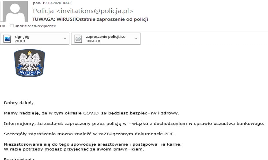 DOSTAŁEŚ E-MAILA Z ZAPROSZENIEM OD POLICJI? UWAŻAJ - TO OSZUSTWO! 1 1 352722 G