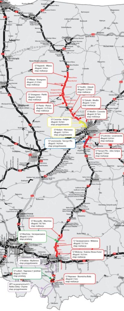 POSTĘPY PRAC NA S7. RAPORT Z REALIZACJI JEDNEJ Z NAJWAŻNIEJSZYCH DRÓG W POLSCE 2 Droga Ekspresowa S7 01 2