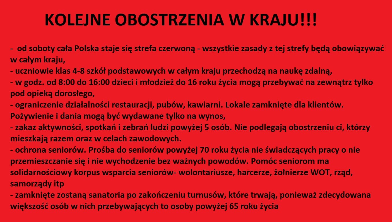Kolejne Obostrzenia