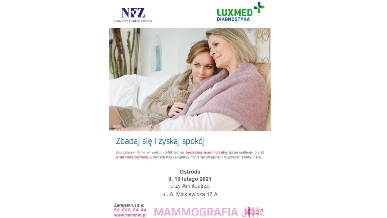 BEZPŁATNA MAMMOGRAFIA 9 I 10 LUTEGO POD AMFITEATREM W OSTRÓDZIE 1 Bez Tytulu