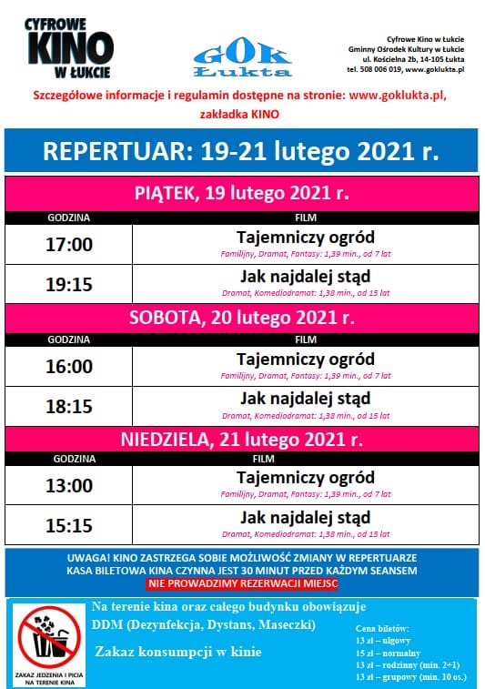 KINO W ŁUKCIE ZAPRASZA WIDZÓW - OBEJRZYMY "TAJEMNICZY OGRÓD" I "JAK NAJDALEJ STĄD" 2 Lukta Kino
