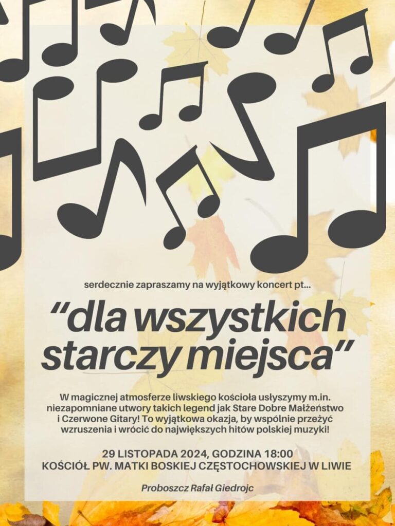 Zaproszenie na koncert do Liwy "dla wszystkich starczy miejsca" 2 Koncert Liwa