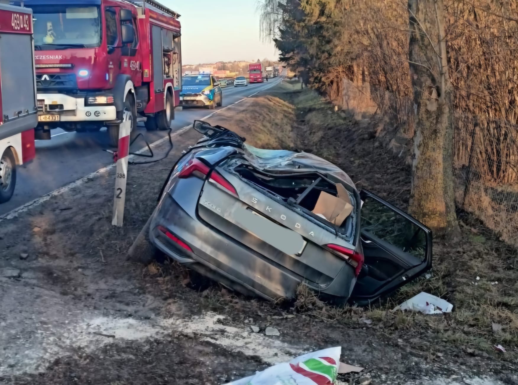 Poważny wypadek w Lubawie: kierowca i 3-letnie dziecko w szpitalu 1 Skoda Wypadek