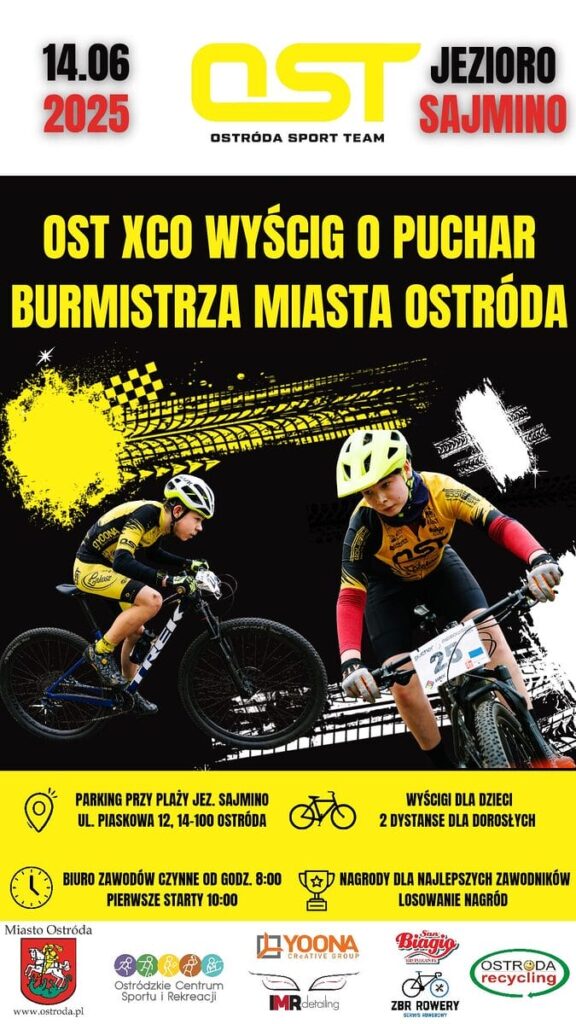 Pierwsze zawody MTB Ostróda już w czerwcu! Wyścig o Puchar Burmistrza nad Jeziorem Sajmino 2 Mtb Ostróda Plakat