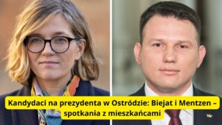 Kandydaci na prezydenta Magdalena Biejat i Sławomir Mentzen w Ostródzie