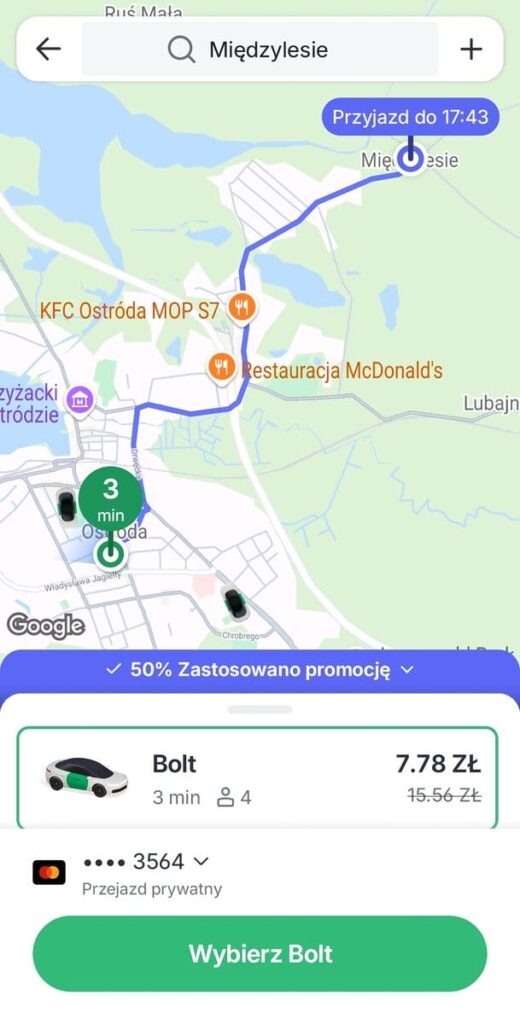 Bolt w Ostródzie – aplikacja taksówkowa już działa w naszym mieście 11 Bolt Ostroda