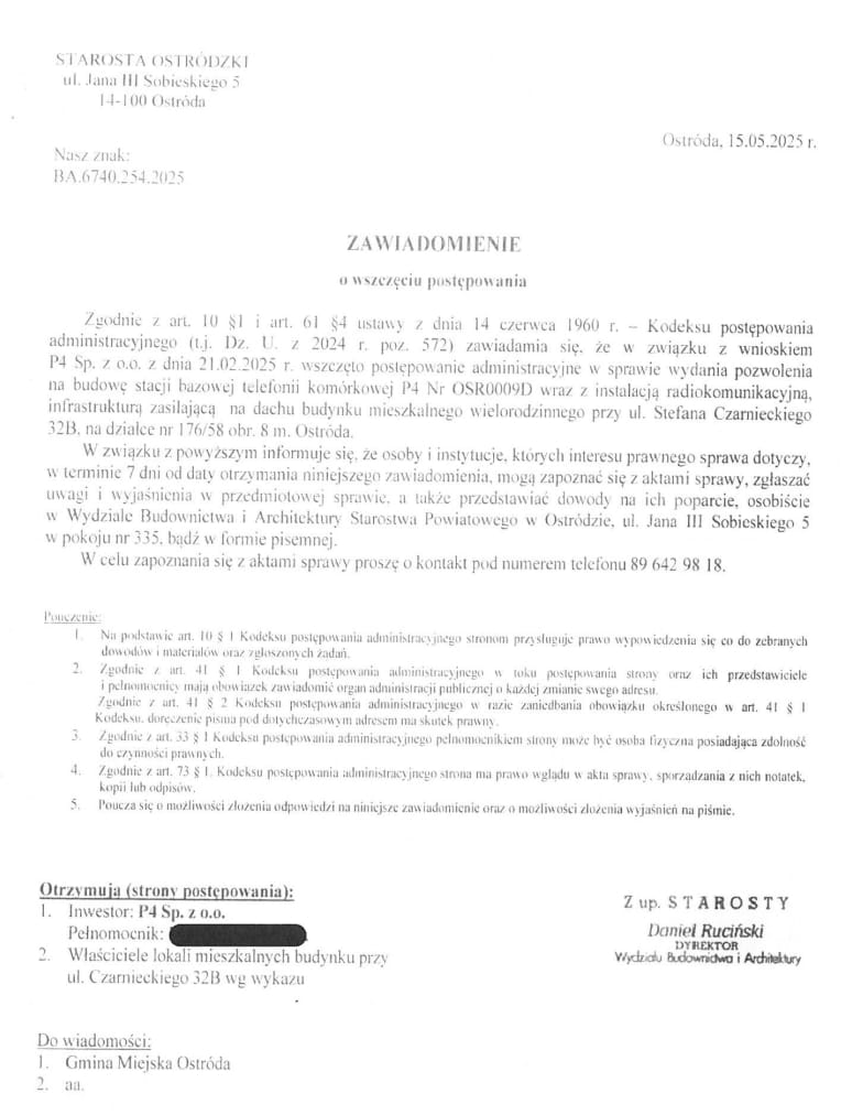 Zawiadomienie Maszt
