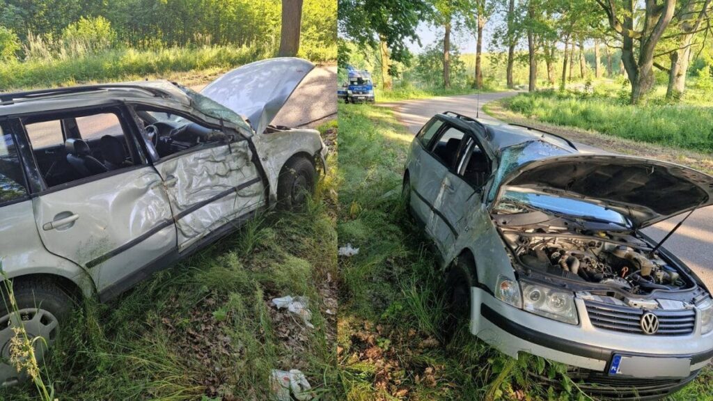 Klonowo: nietrzeźwy kierowca uderzył w drzewo – pasażer trafił do szpitala (2,6 ‰) 15 nietrzeźwy kierowca Klonowo
