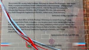 500 lat Reformacji w Ostródzie: nazwanie Ronda Reformacji i odsłonięcie pamiątkowej tablicy 19 500 Lat Reformacji Ostroda Rondo Tablica Gizewiusz 80