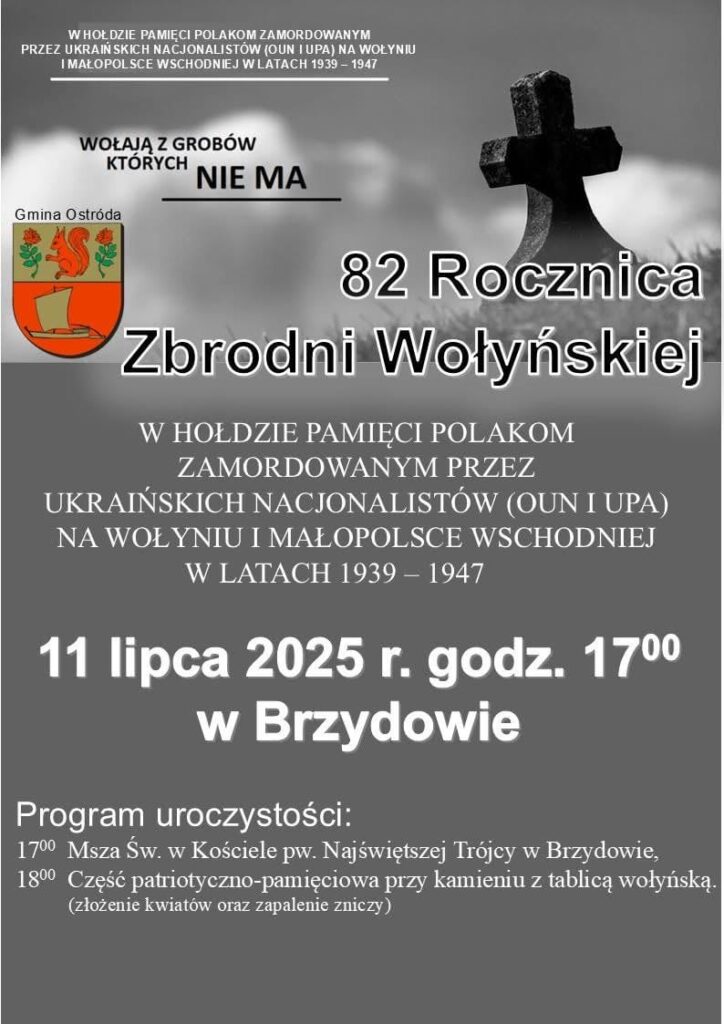 Zbrodnia Wołyńska -Plakat Obchodów 82. Rocznicy Zbrodni Wołyńskiej W Brzydowie.