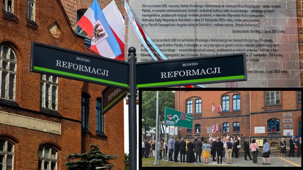 500 lat Reformacji w Ostródzie: nazwanie Ronda Reformacji i odsłonięcie pamiątkowej tablicy 101 500 lat Reformacji w Ostródzie Rondo Reformacji