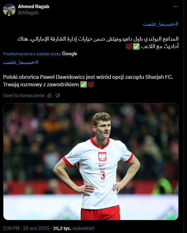 Paweł Dawidowicz w kręgu zainteresowań Sharjah FC? Nowy trop w sprawie przyszłości wychowanka Sokoła Ostróda 2 Dawidowicz Paweł
