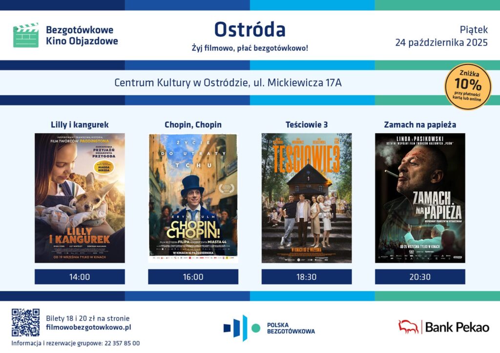 Kino objazdowe w Ostródzie! Cztery seanse już 24 października w Centrum Kultury 2 Bezgotówkowe Kino Objazdowe