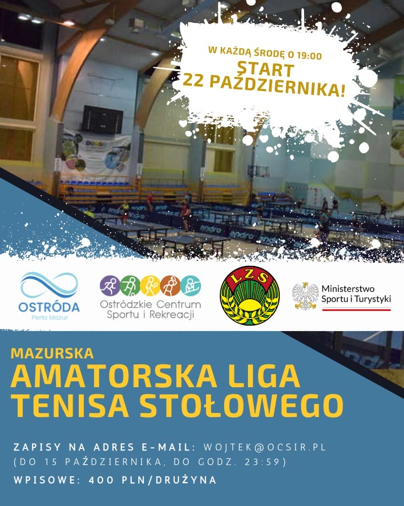 Jesień i zimę spędzimy przy tenisowych stołach. Ruszają zapisy do Mazurskiej Amatorskiej Ligi Tenisa Stołowego! 3 Jesień I Zimę Spędzimy Przy Tenisowych Stołach. Ruszają Zapisy Do Mazurskiej Amatorskiej Ligi Tenisa Stołowego!