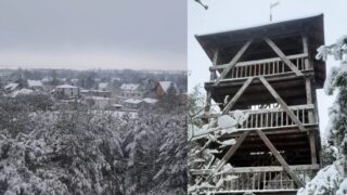 Zimowe widoki z wieży widokowej w Miłomłynie