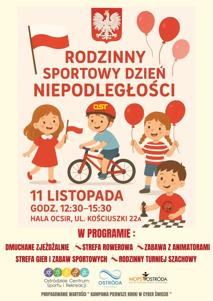 Narodowe Święto Niepodległości w Ostródzie 2025 – program miejskich obchodów 3 Narodowe Święto Niepodległości Ostróda