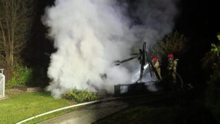 Pożar domku letniskowego przy ulicy 3 maja w Ostródzie - nocna akcja strażaków!