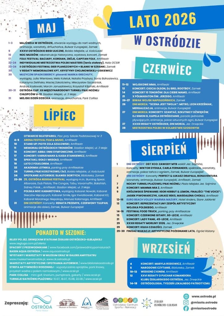 Sezon W Ostródzie. Kalendarz Koncertów, Wydarzeń I Imprez 2026!