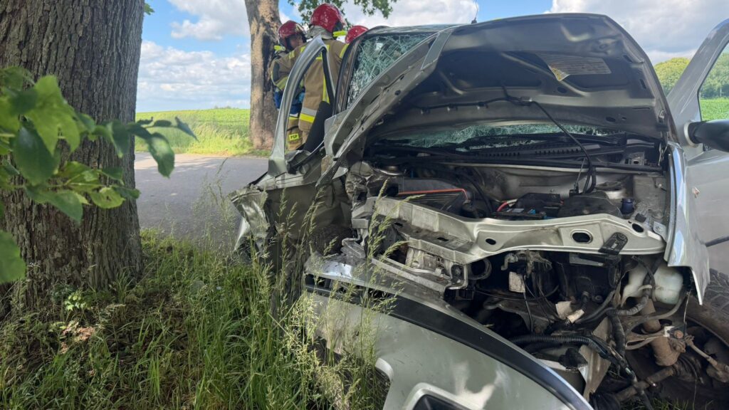 Osobówka uderzyła w drzewo w Zajączkach w gminie Ostróda 14 Osobówka uderzyła w drzewo w Zajączkach w gminie Ostróda