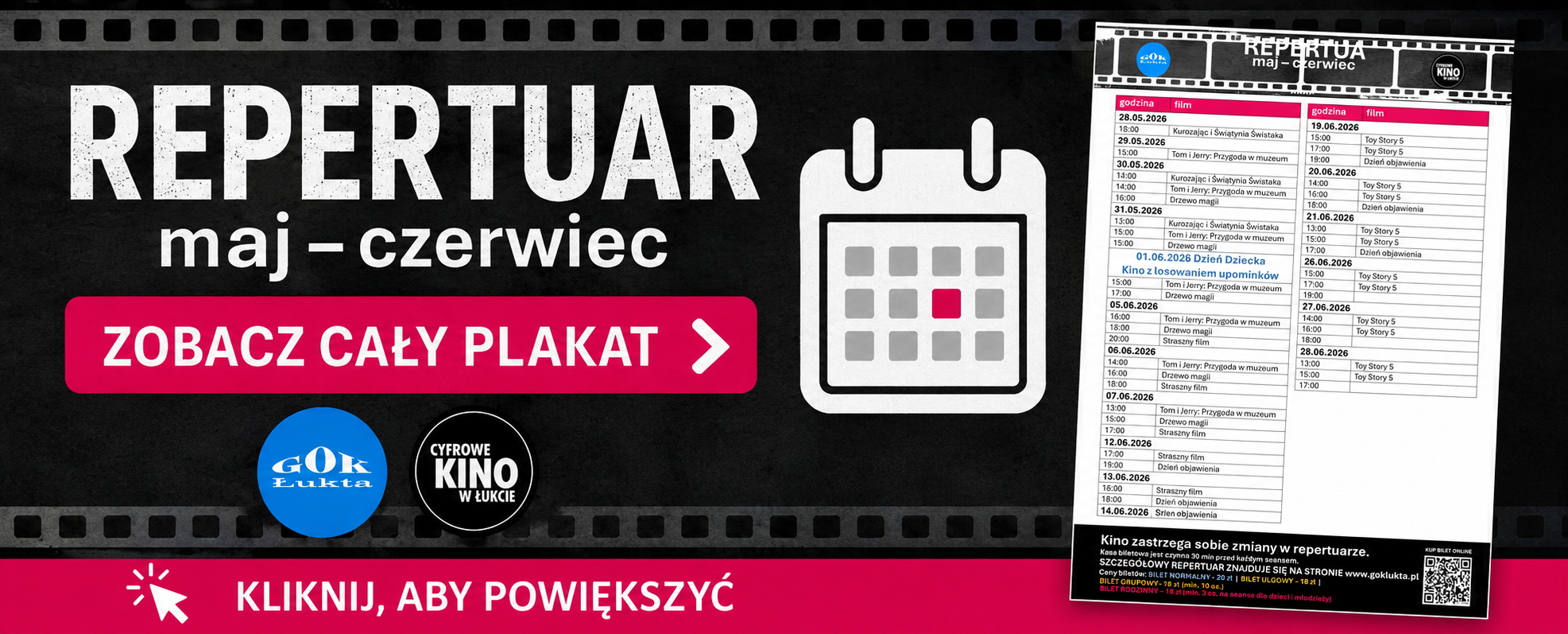 Łukta Kino repertuar czerwiec 2026