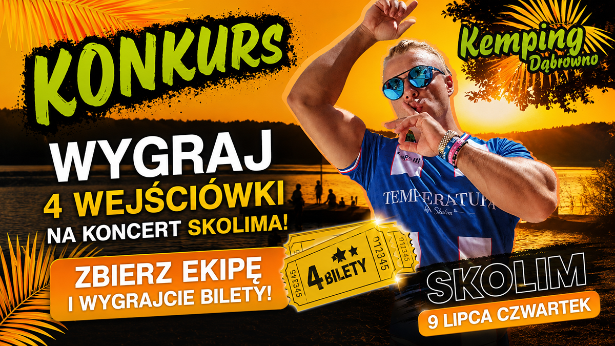 Wygraj 4 wejściówki na koncert Skolima w Dąbrównie. Zbierz swoją ekipę! 1 Skolim-Konkurs-Dąbrowno