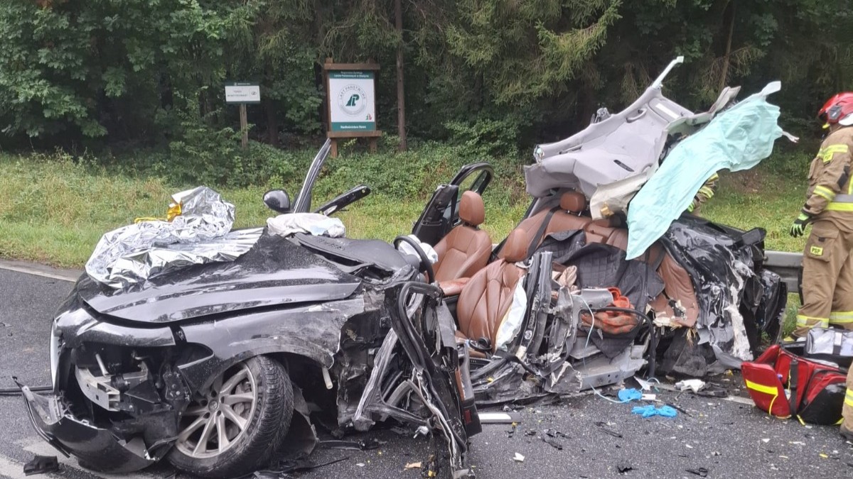 Wypadek na DK16 pod Tyrowem. Zderzenie osobówki i ciężarówki. Zginął pies 1 Wypadek Na Dk16 Pod Tyrowem. Zderzenie Osobówki I Ciężarówki. Zginął Pies