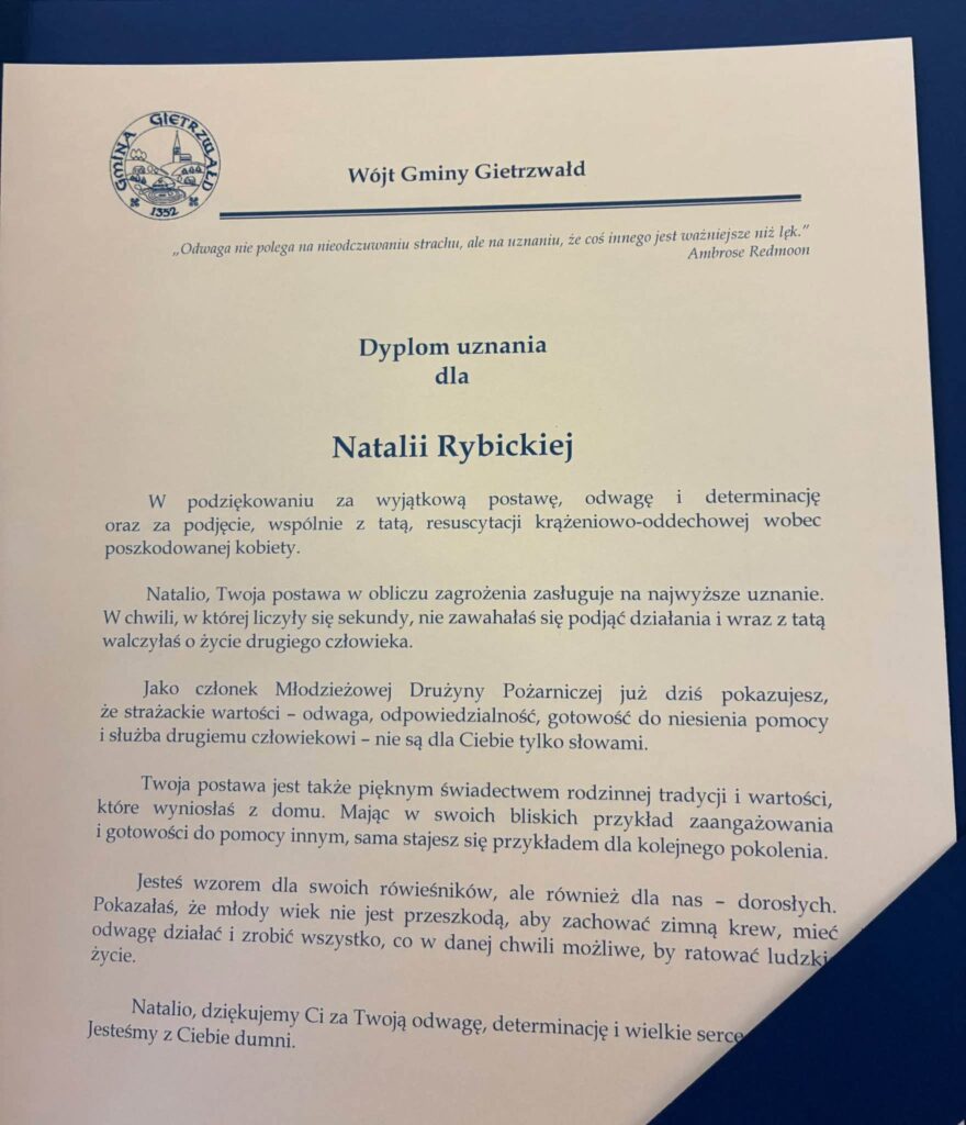 Druhna Natalia reanimowała seniorkę. Piękna historia z regionu 3 Druhna Natalia Reanimowała Seniorkę. Piękna Historia Z Regionu