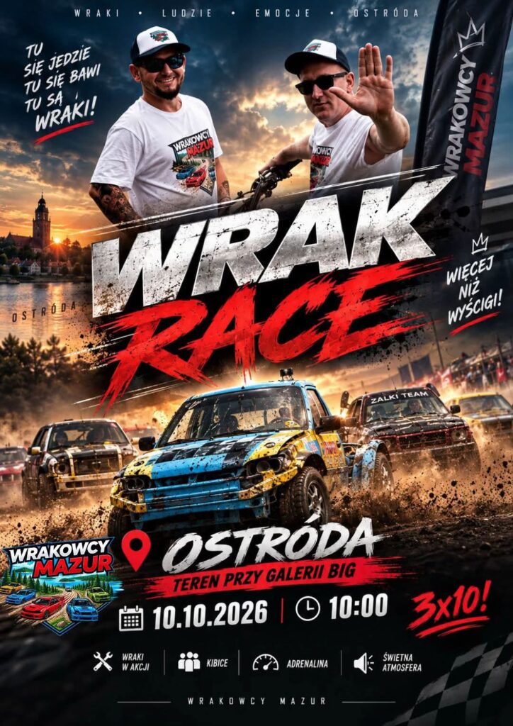 Ostatni Wrak Race w tym roku w Ostródzie. Za kółkiem usiądzie burmistrz Rafał Dąbrowski! 3 Ostatni Wrak Race W Tym Roku W Ostródzie. Za Kółkiem Usiądzie Burmistrz Rafał Dąbrowski!